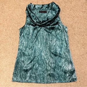 The Limited Top Blouse Cowl Neck Women’s XS Sleeveless Silky Side Zip Greener
